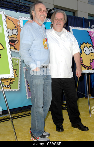 Executive Producer James L. Brooks and Matt Groening creator of 'The Simpsons' Stamps of Simpsons characters are unveiled at Stock Photo