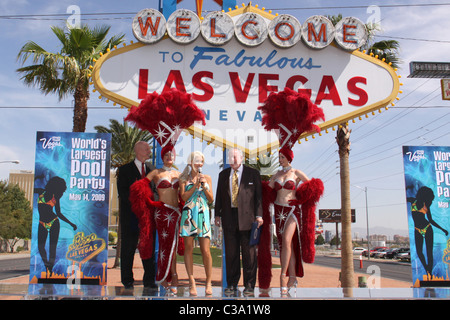 Holly Madison with Las Vegas Mayor Oscar B. Goodman Holly Madison kicks off festivities for 'The World's Largest Pool Party' on Stock Photo