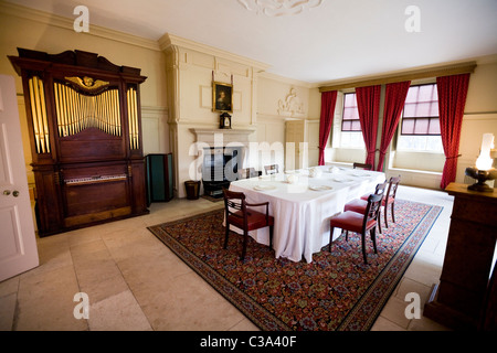 Interior of the King's (King George 3rd III) dining room on the ground floor at Kew Palace within the Kew Royal Botanic Gardens. Stock Photo