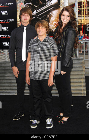 Patrick Schwarzenegger, Katherine Schwarzenegger, Christopher Schwarzenegger Los Angeles Premiere of 'Terminator Salvation' Stock Photo