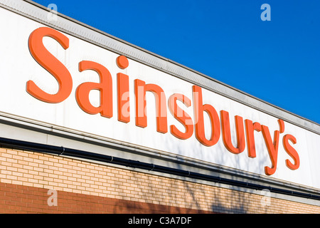 Sainsbury's store signage in North London. Stock Photo