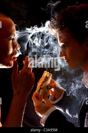 Smoking and Eating generic. Stock Photo