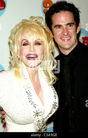 Dolly Parton and choreographer Andy Blankenbuehler Opening night of the new Broadway musical 'Nine to Five' at the Marquis Stock Photo