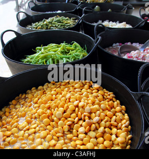 lupins in pickles market with green chili pepper and garlic Stock Photo