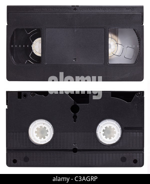 detail of classic vhs cassette isolated on white Stock Photo