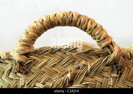 esparto grass handcraft basket handle texture traditional Spain crafts Stock Photo