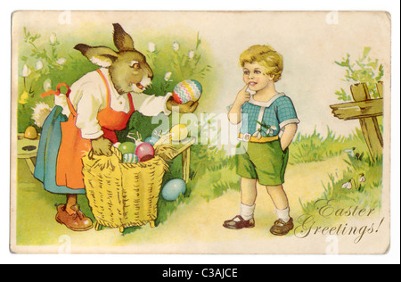 Vintage Easter greeting card illustration. Vintage Easter Greetings Postcard Stock Photo