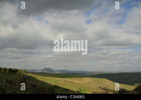 Israel, Lower Galilee, a view of Nahal Tavor, Mount Tabor is in the background Stock Photo