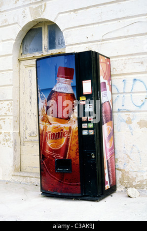 Vending machine selling Malta's favorite soft drink Kinnie on the Maltese island of Gozo.