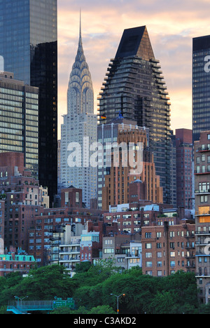 The skyline of midtown manhattan at sunset. Stock Photo