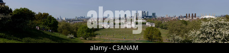 View from Greenwich Observatory London skyline Panoramic Shot Very Hi Res Stock Photo