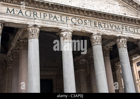 Facade of the Pantheon in Rome Italy Stock Photo