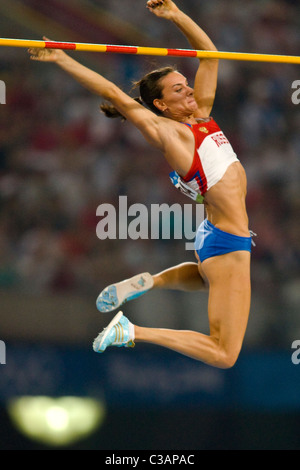 Yelena Isinbayeva (RUS) competing in the pole vault at the 2008 Olympic Summer Games, Beijing, China Stock Photo
