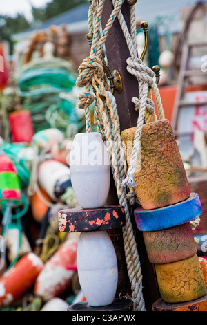 colorful vintage fishing floats Stock Photo