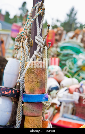 colorful vintage fishing floats Stock Photo