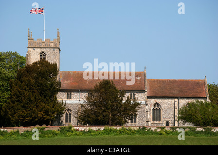 All Saints Church at Burnham Thorpe, the parish of Horatio Nelson's father. Stock Photo