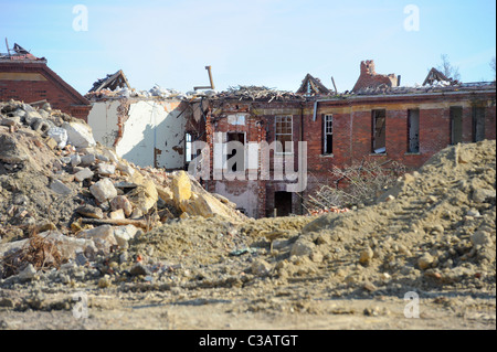 The old Hellingly Hospital near Hailsham, East Sussex being demolished. Stock Photo