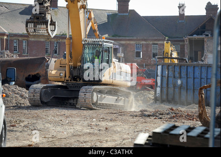 The old Hellingly Hospital near Hailsham, East Sussex being demolished. Stock Photo