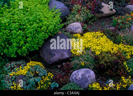 Rock garden blend Kingsbrae Horticultural Garden town of St Andrews New Brunswick Province Canada North America Stock Photo