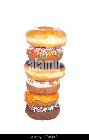 Group of glazed donuts on white wooden background Stock Photo - Alamy