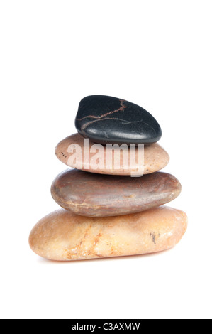 A stack of smooth, colorful river rock depicting a zen-like setting. Stock Photo