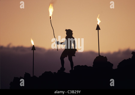 Hawaii, Maui, The Valley Island, Torch Lighting, Black Rock, Kaanapali Stock Photo