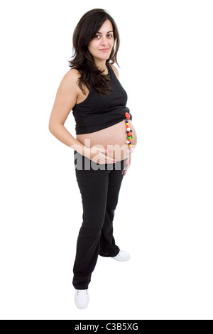 young beautiful pregnant woman, isolated on white Stock Photo