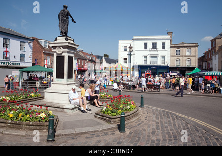 Street scene at a town fair, Wallingford Town centre, Oxfordshire UK Stock Photo