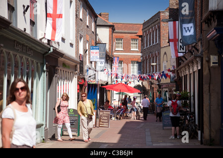 Street scene on St georges day, Wallingford, Oxfordshire UK Stock Photo