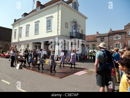 People watching tap dancers at wallingford town fair, Oxfordshire UK Stock Photo