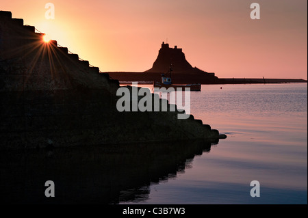 Sunrise over Lindisfarne Castle Stock Photo