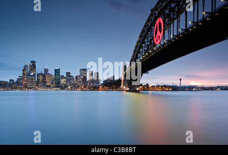 Sydney Harbour Bridge and skyline in New South Wales Stock Photo