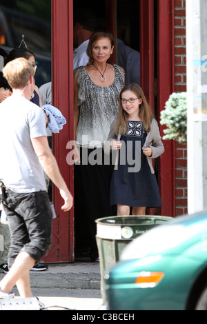 Lena Olin and Ruby Jerins on the set of his new film 'Remember Me' shooting in Queens New York City, USA - 08.07.09 Stock Photo