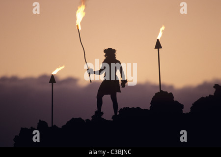 Hawaii, Maui, The Valley Island, Torch Lighting, Black Rock, Kaanapali Stock Photo