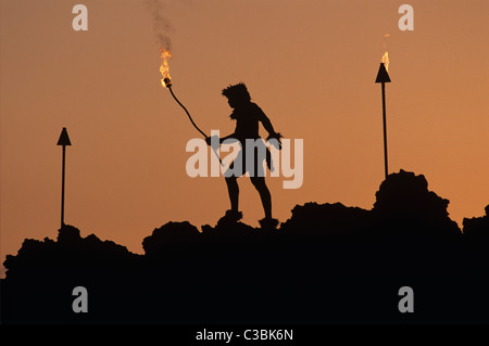 Hawaii, Maui, The Valley Island, Torch Lighting, Black Rock, Kaanapali Stock Photo