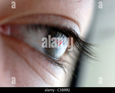 Close-up of Yahoo reflection on an eye. Stock Photo