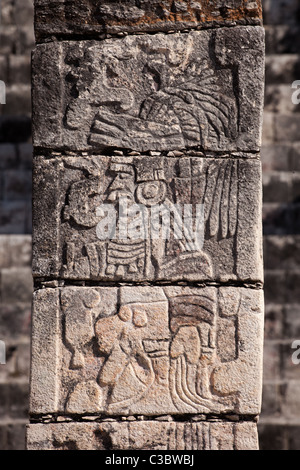 Chichen Itza: Maya Ruins: Temple of a Thousand Warriors: Decorations Stock Photo