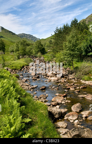 Scottish countryside scene taken at the end of Balquhidder glen, part of Loch Lomond and Trossachs national park in summer Stock Photo