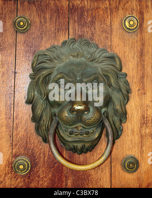 Lion head shaped door knocker Stock Photo