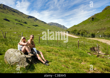 Scottish countryside scene taken at the end of Balquhidder glen, part of Loch Lomond and Trossachs national park in summer Stock Photo