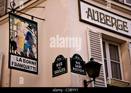 Montmartre Paris signage for Auberge La Bonne Franquette Stock Photo