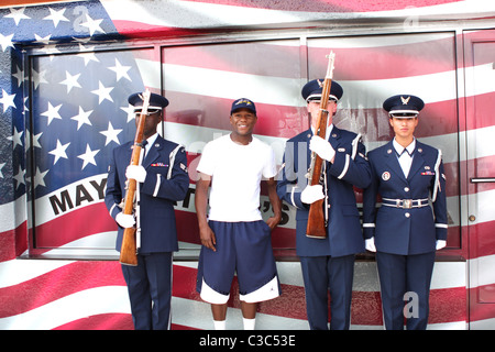 Floyd Mayweather celebrates Flag Day by wrapping the Mayweather Boxing Gym with the American flag Las Vegas, Nevada - 11.06.09 Stock Photo