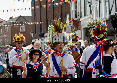 Barley Brigg North West Morris dancing at the Sweeps Festival Stock Photo