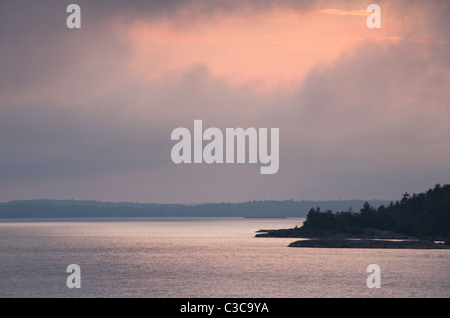 Dramatic Sunset over Georgian Bay, Ontario Stock Photo