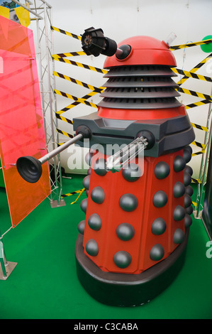 Red Dalek in BBC exhibition at National Eisteddfod 2010 Ebbw Vale Blaenau Gwent South Wales UK Stock Photo