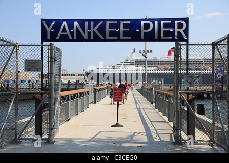 Yankee Pier, Governors Island, park, national historic landmark district, New York City, New York Harbor, USA Stock Photo