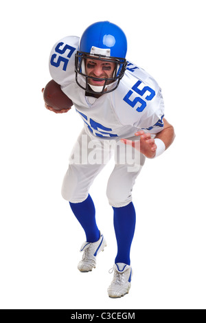 Photo of an American football player, cut out on a white background. Stock Photo