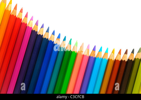 Color pencils background isolated in white Stock Photo