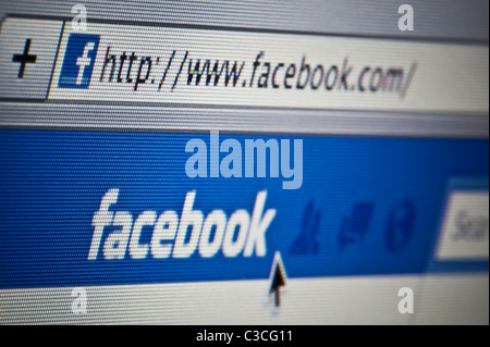 Close up of the Facebook logo as seen on its website. (Editorial use only: print, TV, e-book and editorial website). Stock Photo