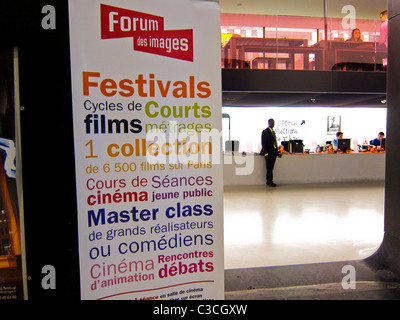 Paris, France, Entrance to "Forum des Images" French Cinema, "Le Forum des halles" Shopping Center, inside Sign, movie theater lobby Stock Photo